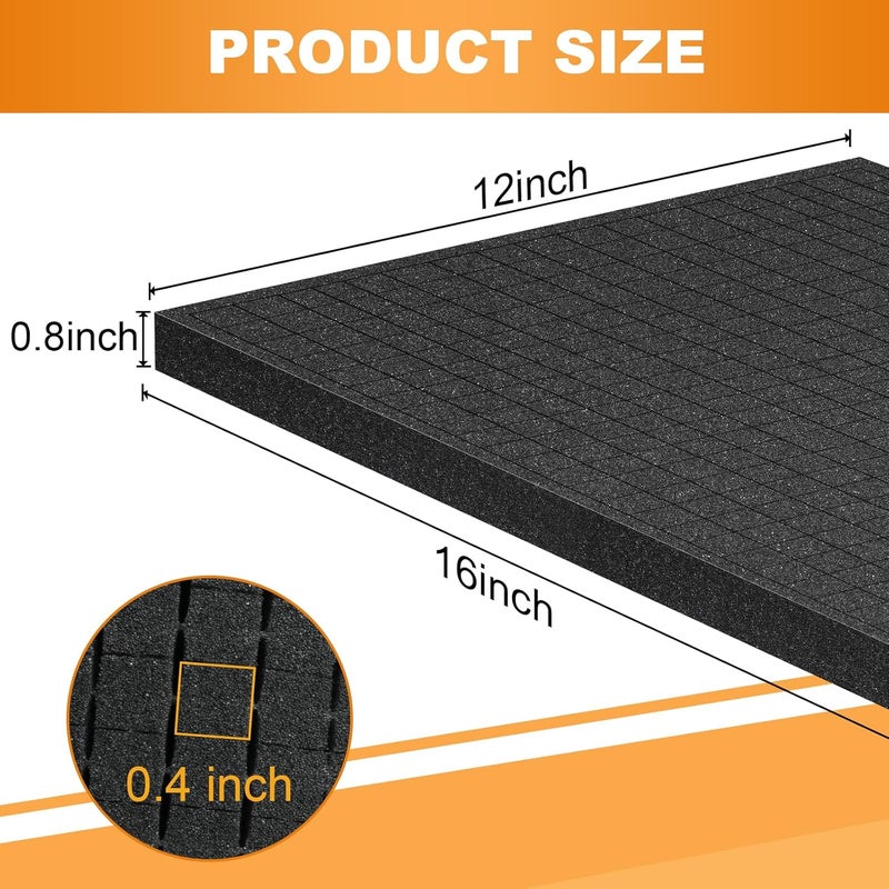 Eunice 8Pcs Polyurethane Foam Inserts -16 x 12 x 0.8 Inch Pick and Pluck Foam Padding Sheets for Tool Box, Camera Storage and Crafts - Image 2